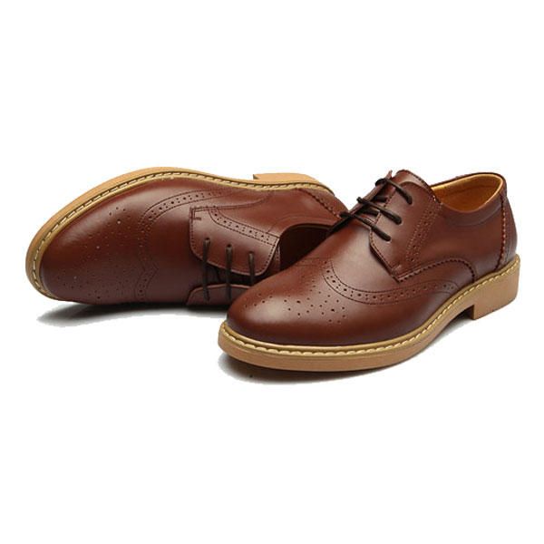 Zapatos De Cuero Tallados Casuales Estilo Inglaterra Para Hombres Nuevos