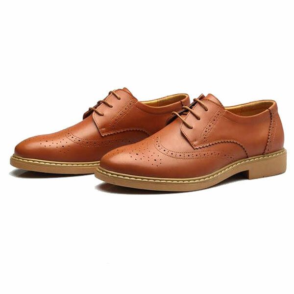 Zapatos De Cuero Tallados Casuales Estilo Inglaterra Para Hombres Nuevos