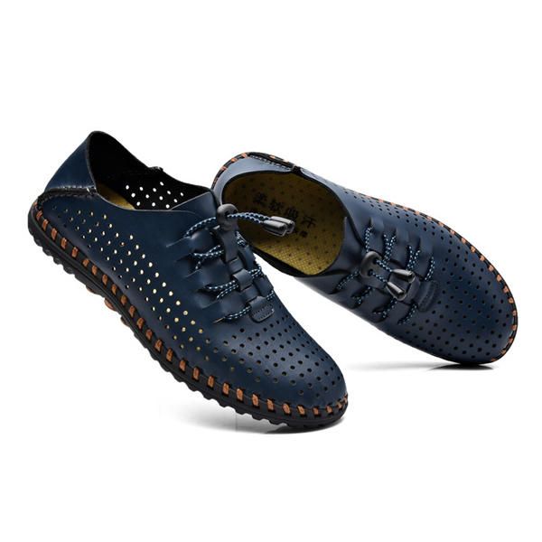 Zapatos Deportivos Al Aire Libre Con Cordones Oxfords Transpirables De Cuero Suave Para Hombres