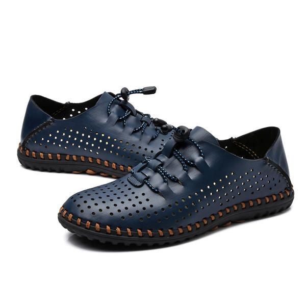 Zapatos Deportivos Al Aire Libre Con Cordones Oxfords Transpirables De Cuero Suave Para Hombres