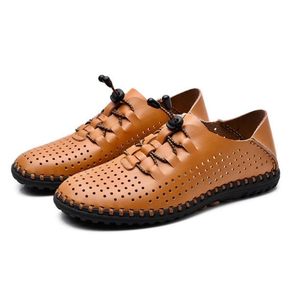 Zapatos Deportivos Al Aire Libre Con Cordones Oxfords Transpirables De Cuero Suave Para Hombres