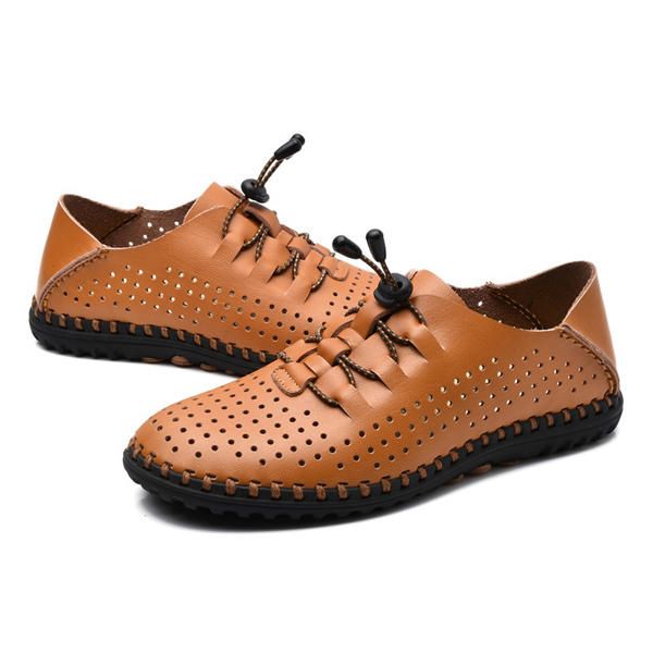 Zapatos Deportivos Al Aire Libre Con Cordones Oxfords Transpirables De Cuero Suave Para Hombres