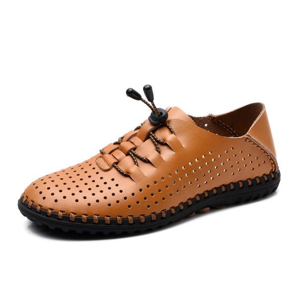 Zapatos Deportivos Al Aire Libre Con Cordones Oxfords Transpirables De Cuero Suave Para Hombres