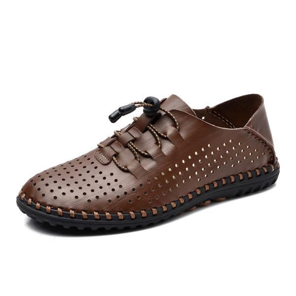 Zapatos Deportivos Al Aire Libre Con Cordones Oxfords Transpirables De Cuero Suave Para Hombres