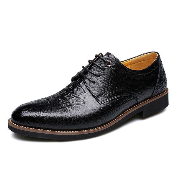 Zapatos Formales Con Cordones De Negocios De Cuero Genuino Para Hombres