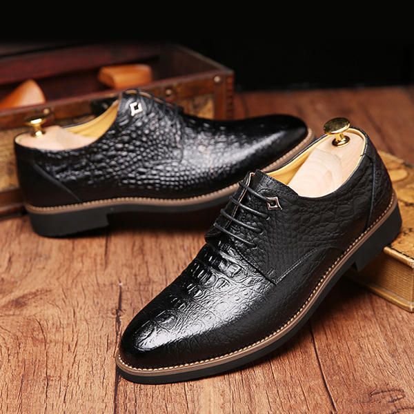 Zapatos Formales Con Cordones De Negocios De Cuero Genuino Para Hombres