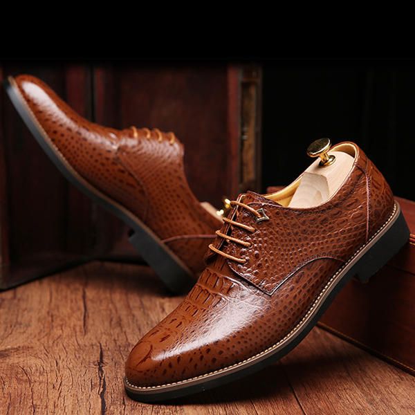 Zapatos Formales Con Cordones De Negocios De Cuero Genuino Para Hombres