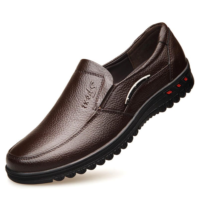 Zapatos Formales De Cuero Informales Antideslizantes De Color Puro Para Hombres