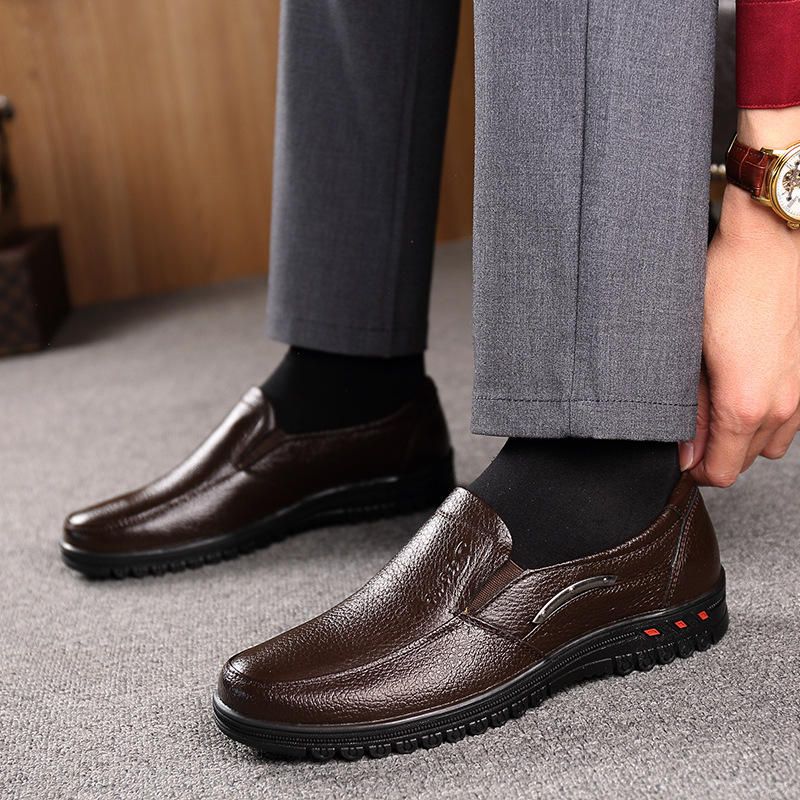 Zapatos Formales De Cuero Informales Antideslizantes De Color Puro Para Hombres