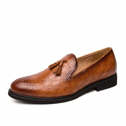 Zapatos Formales De Fiesta De Cuero De Microfibra Con Decoración De Borlas Brogue Para Hombre