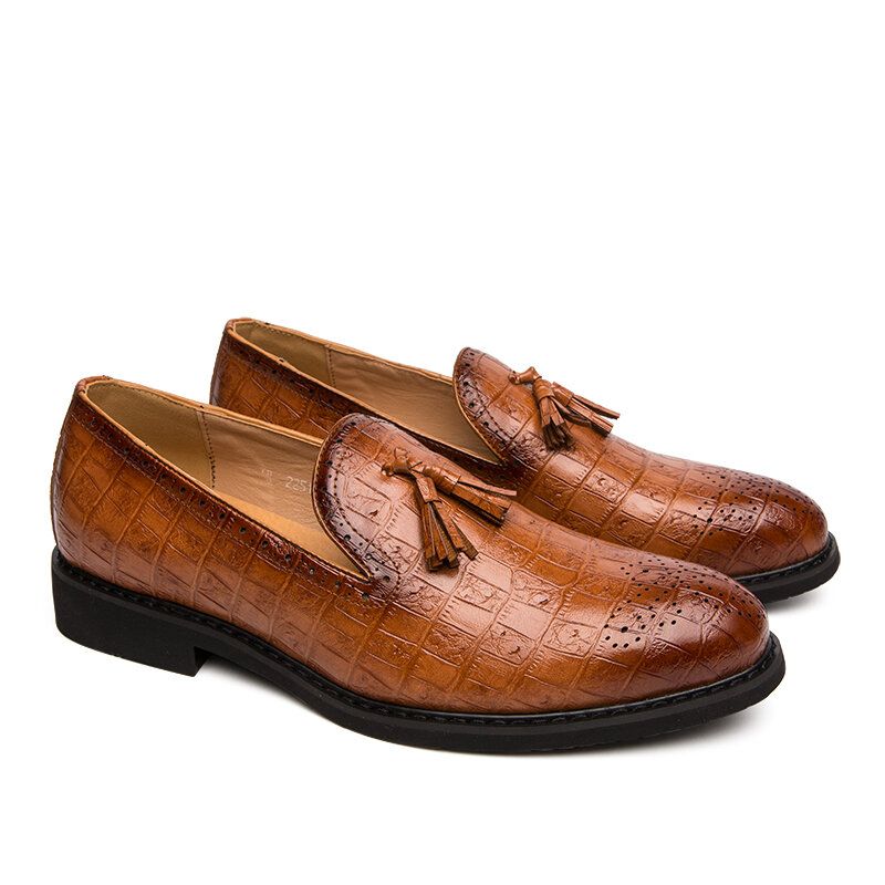 Zapatos Formales De Fiesta De Cuero De Microfibra Con Decoración De Borlas Brogue Para Hombre