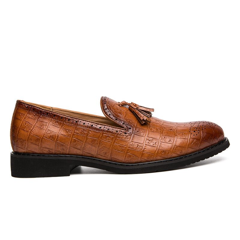 Zapatos Formales De Fiesta De Cuero De Microfibra Con Decoración De Borlas Brogue Para Hombre