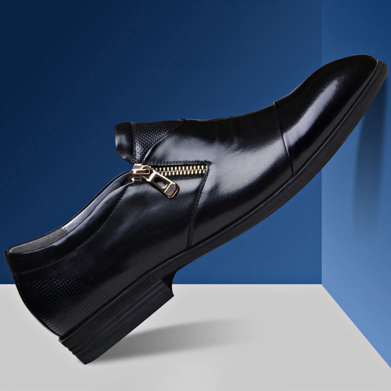 Zapatos Formales Informales Con Cremallera Lateral Suave De Cuero De Negocios Para Hombres