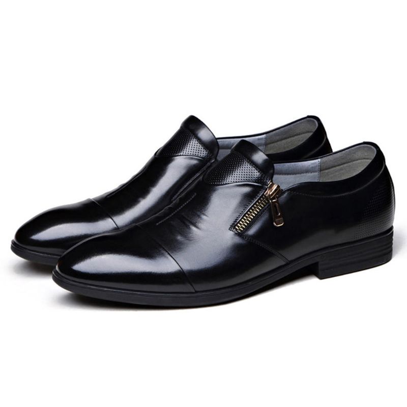 Zapatos Formales Informales Con Cremallera Lateral Suave De Cuero De Negocios Para Hombres