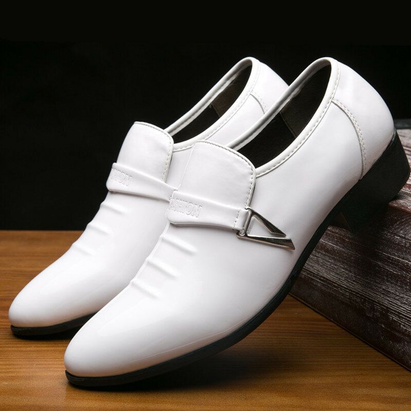 Zapatos Formales De Negocios Cómodos Con Decoración De Metal De Charol Para Hombre