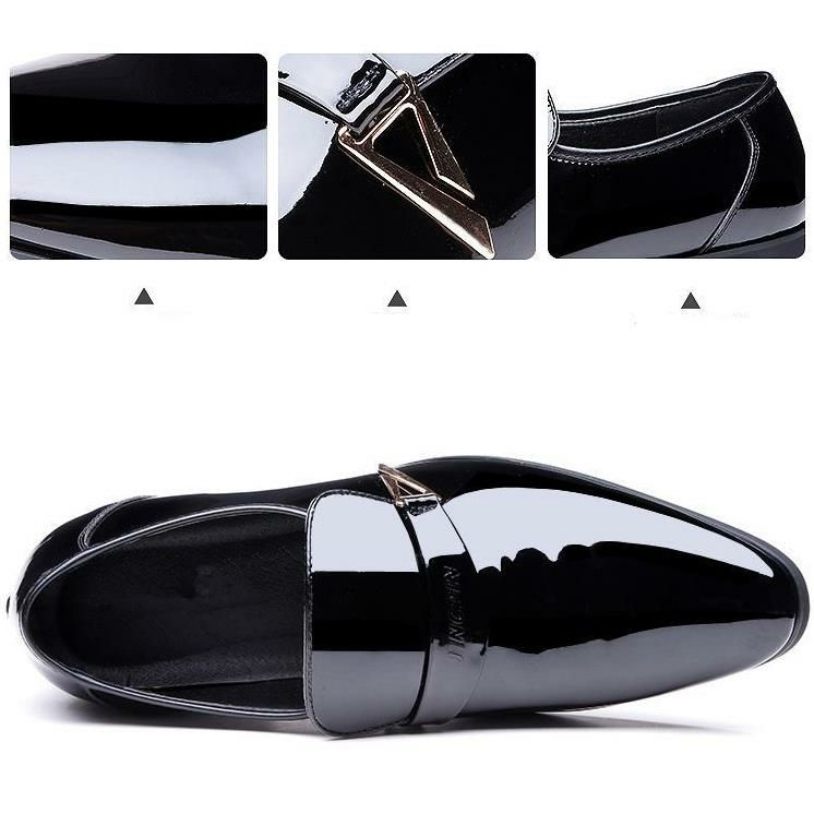 Zapatos Formales De Negocios Cómodos Con Decoración De Metal De Charol Para Hombre