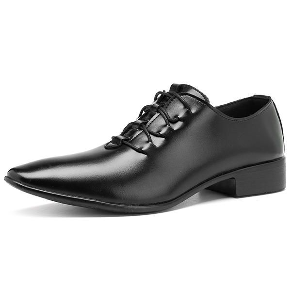 Zapatos Formales De Negocios Con Cordones De Cuero Suave Para Hombres