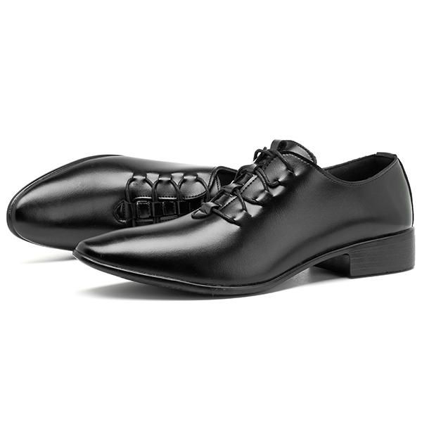 Zapatos Formales De Negocios Con Cordones De Cuero Suave Para Hombres