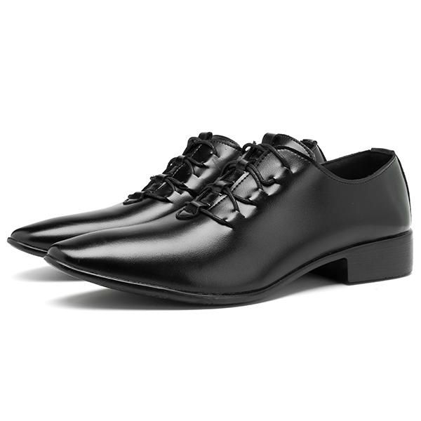 Zapatos Formales De Negocios Con Cordones De Cuero Suave Para Hombres