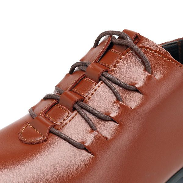 Zapatos Formales De Negocios Con Cordones De Cuero Suave Para Hombres