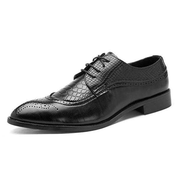 Zapatos Formales De Negocios Con Punta Puntiaguda De Cuero Genuino Estilo Brogue Para Hombres