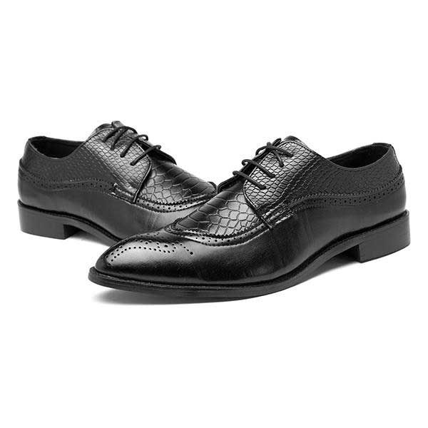 Zapatos Formales De Negocios Con Punta Puntiaguda De Cuero Genuino Estilo Brogue Para Hombres