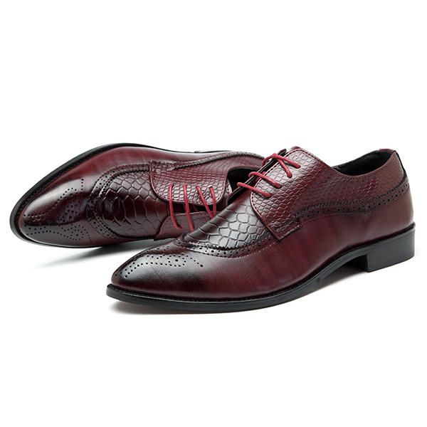 Zapatos Formales De Negocios Con Punta Puntiaguda De Cuero Genuino Estilo Brogue Para Hombres