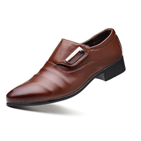 Zapatos Formales De Negocios De Cuero Con Punta En Punta De Gancho Para Hombres