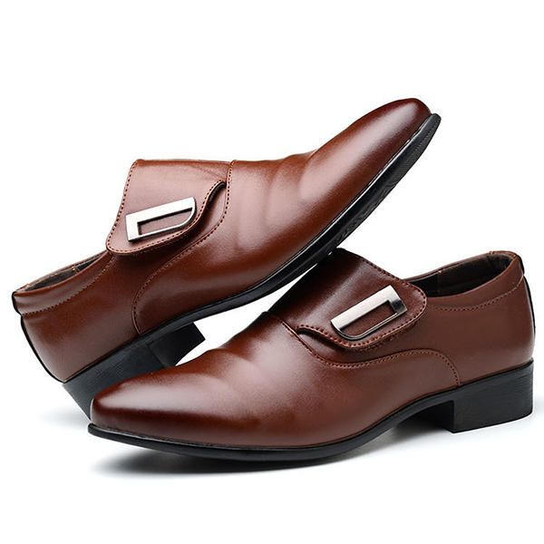 Zapatos Formales De Negocios De Cuero Con Punta En Punta De Gancho Para Hombres