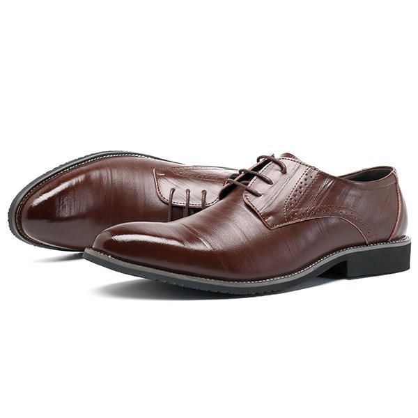 Zapatos Formales De Negocios De Estilo Brogue De Cuero Genuino Cómodos Para Hombres