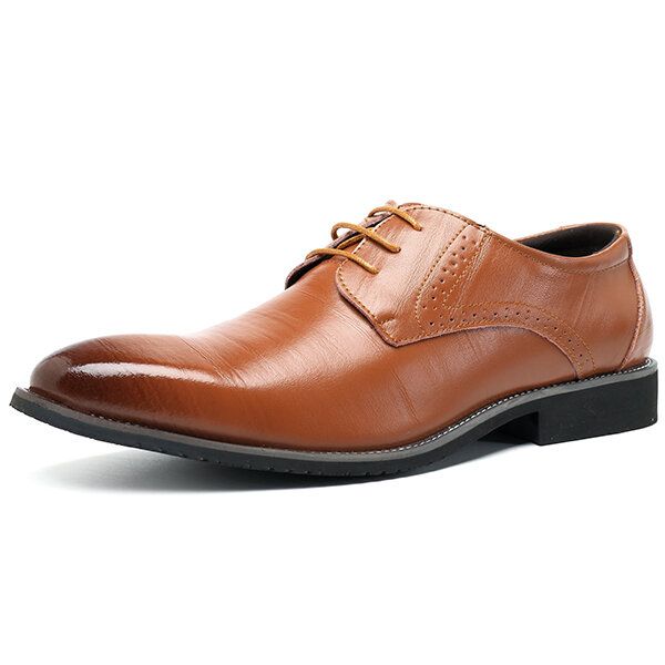 Zapatos Formales De Negocios De Estilo Brogue De Cuero Genuino Cómodos Para Hombres