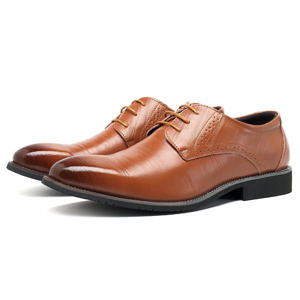 Zapatos Formales De Negocios De Estilo Brogue De Cuero Genuino Cómodos Para Hombres