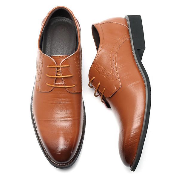 Zapatos Formales De Negocios De Estilo Brogue De Cuero Genuino Cómodos Para Hombres