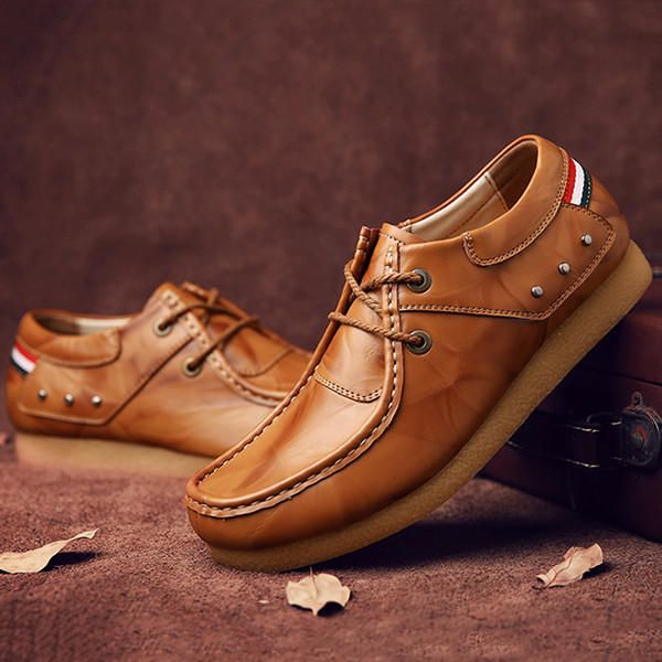 Zapatos Formales De Negocios Transpirables Oxfords Con Cordones Y Parte Superior Alta De Cuero Suave