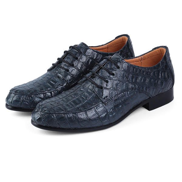 Zapatos Formales De Punta Estrecha Oxford De Cuero Con Cordones Para Hombres De Gran Tamaño