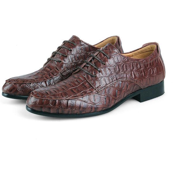 Zapatos Formales De Punta Estrecha Oxford De Cuero Con Cordones Para Hombres De Gran Tamaño