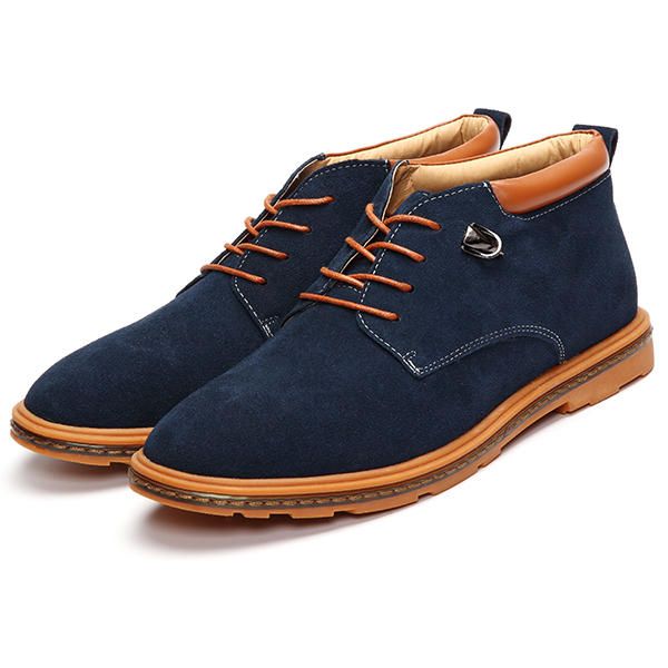 Zapatos De Hombre Oxfords De Ante Con Forro Polar De Lana Cálido