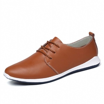 Zapatos Informales De Cuero Para Hombre Zapatos Oxford Planos Con Cordones Al Aire Libre