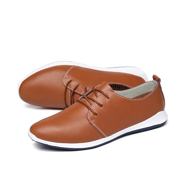 Zapatos Informales De Cuero Para Hombre Zapatos Oxford Planos Con Cordones Al Aire Libre