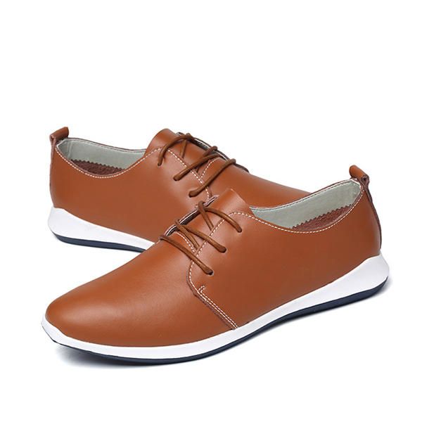 Zapatos Informales De Cuero Para Hombre Zapatos Oxford Planos Con Cordones Al Aire Libre