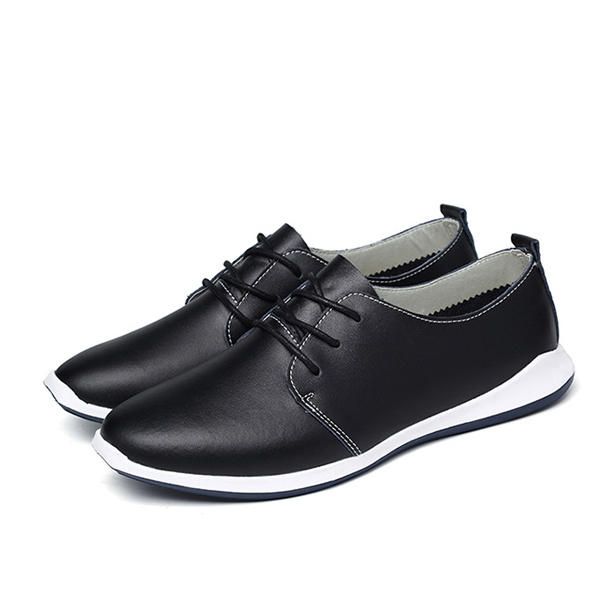 Zapatos Informales De Cuero Para Hombre Zapatos Oxford Planos Con Cordones Al Aire Libre