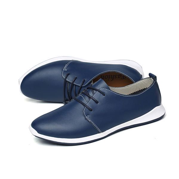 Zapatos Informales De Cuero Para Hombre Zapatos Oxford Planos Con Cordones Al Aire Libre