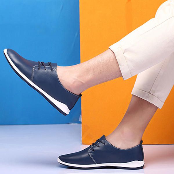 Zapatos Informales De Cuero Para Hombre Zapatos Oxford Planos Con Cordones Al Aire Libre