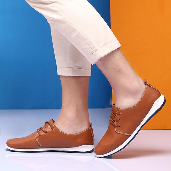 Zapatos Informales De Cuero Para Hombre Zapatos Oxford Planos Con Cordones Al Aire Libre