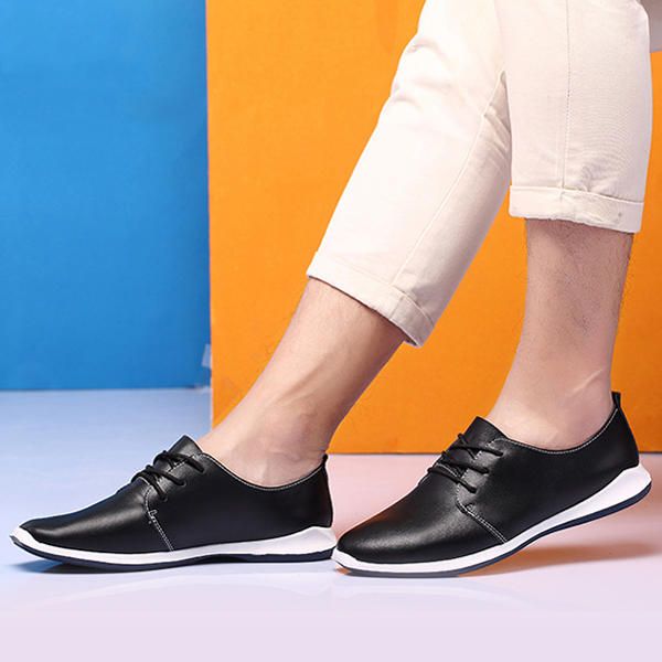 Zapatos Informales De Cuero Para Hombre Zapatos Oxford Planos Con Cordones Al Aire Libre