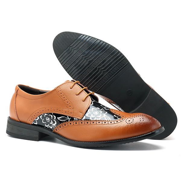 Zapatos De Negocios Con Punta Puntiaguda De Cuero Estilo Brogue Para Hombres