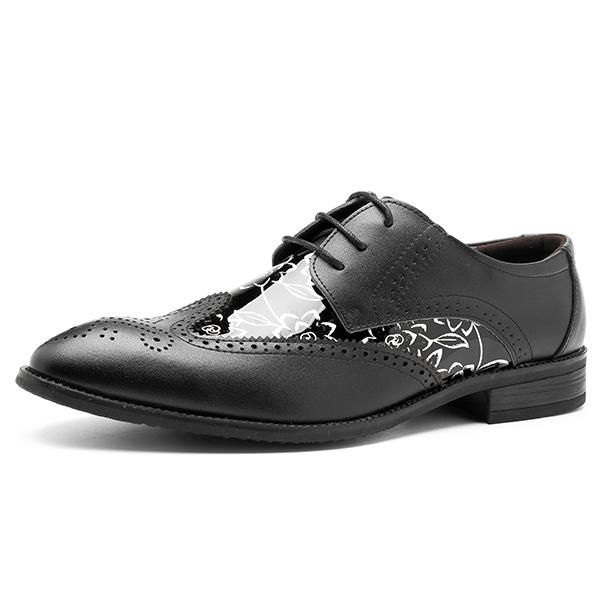 Zapatos De Negocios Con Punta Puntiaguda De Cuero Estilo Brogue Para Hombres