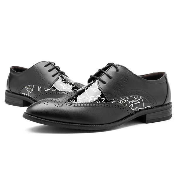 Zapatos De Negocios Con Punta Puntiaguda De Cuero Estilo Brogue Para Hombres