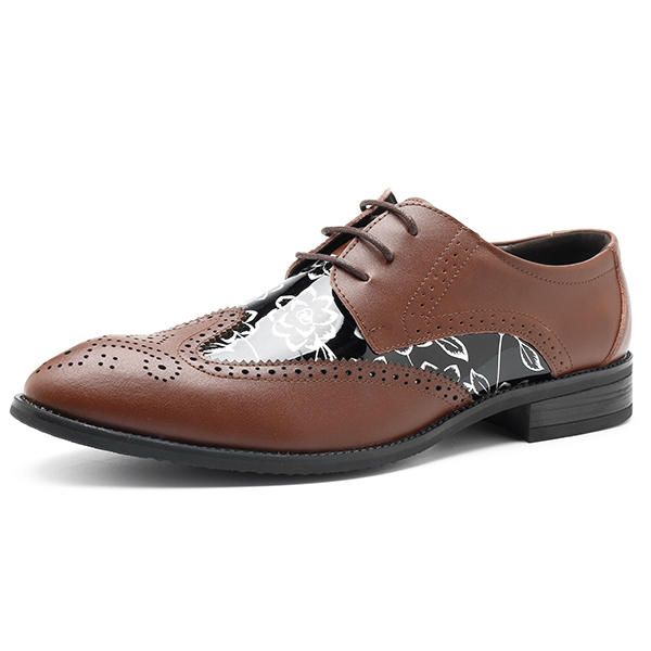 Zapatos De Negocios Con Punta Puntiaguda De Cuero Estilo Brogue Para Hombres