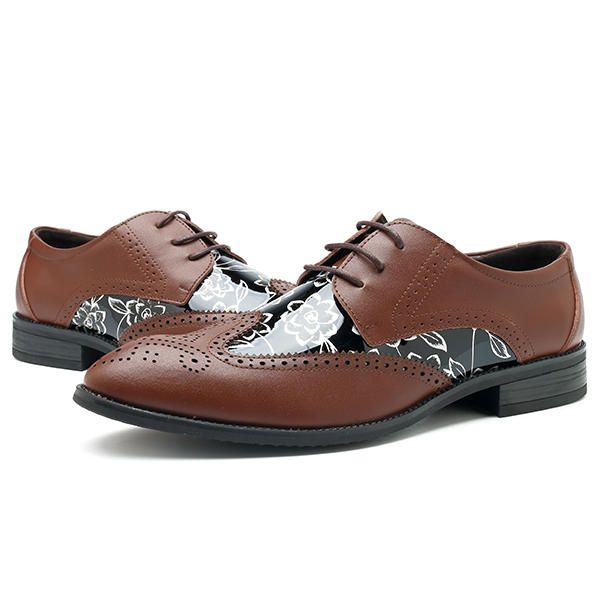 Zapatos De Negocios Con Punta Puntiaguda De Cuero Estilo Brogue Para Hombres